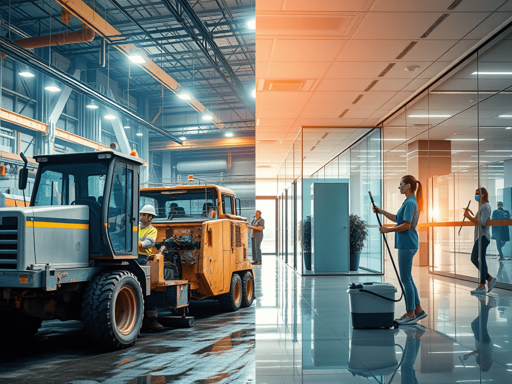 Industrial vs commercial cleaning services